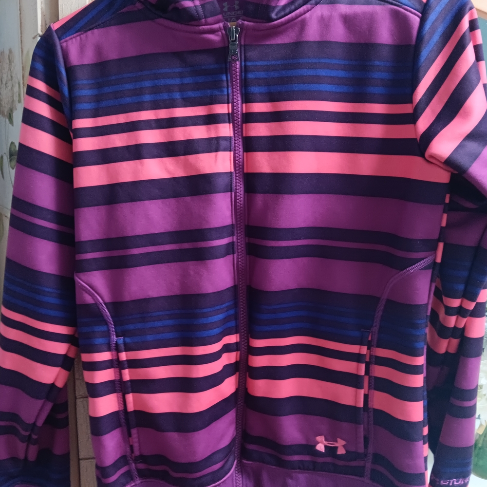 Under Armour Kids' Purple and Pink Striped Puffer Jacket